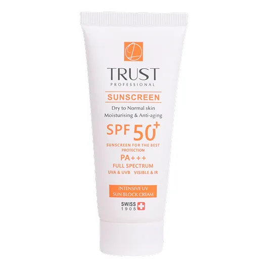 بسته‌بندی کرم ضد آفتاب بی‌رنگ SPF 50