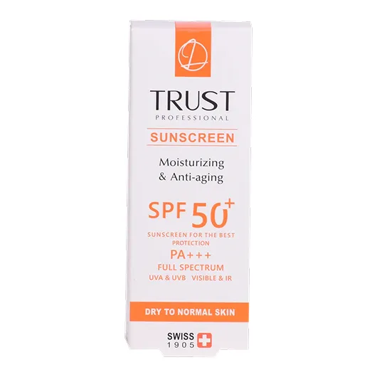 بسته‌بندی کرم ضد آفتاب بی‌رنگ SPF 50 تراست