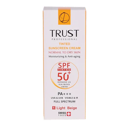 بسته‌بندی کرم ضد آفتاب رنگی بژ روشن SPF 50