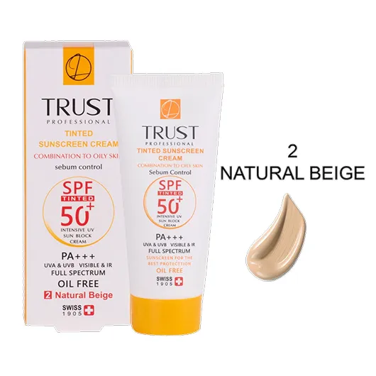 کرم ضد آفتاب رنگی SPF 50 بژ طبیعی مناسب پوست مختلط تا چرب