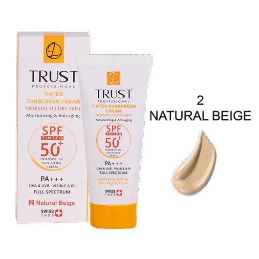 کرم ضد آفتاب رنگی SPF 50 بژ طبیعی مناسب پوست خشک تا نرمال