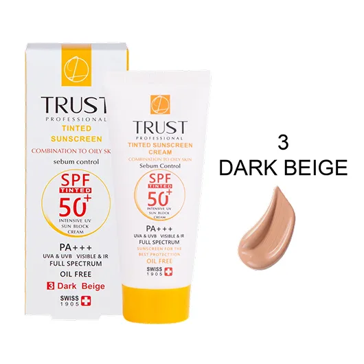 کرم ضد آفتاب رنگی SPF 50 بژ تیره و کنترل چربی مناسب پوست مختلط تا چرب