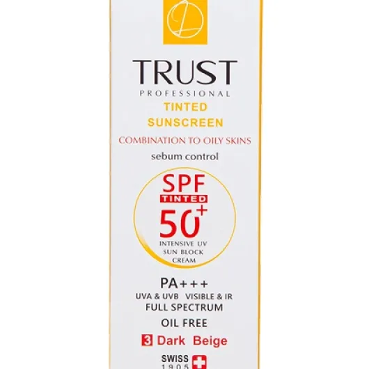 بسته‌بندی کرم ضد آفتاب رنگی بژ تیره SPF 50